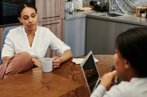 Parent discussing estate planning with child